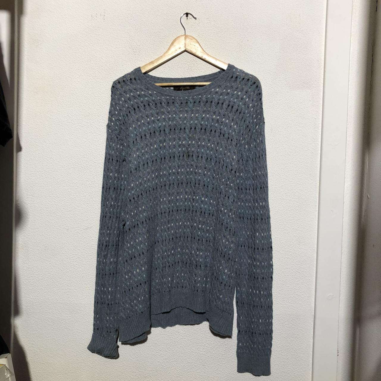 Vintage 00s Blue Patterned Knitted Jumper - Large