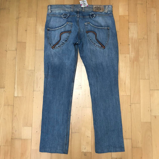 Vintage 90s Embroidered Jeans - 38W 32L