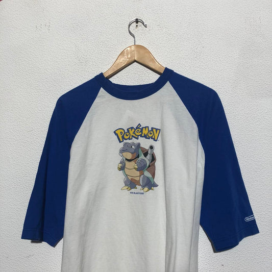 Vintage 1998 Pokémon T Shirt Blastoise Nintendo Baseball Style - Large