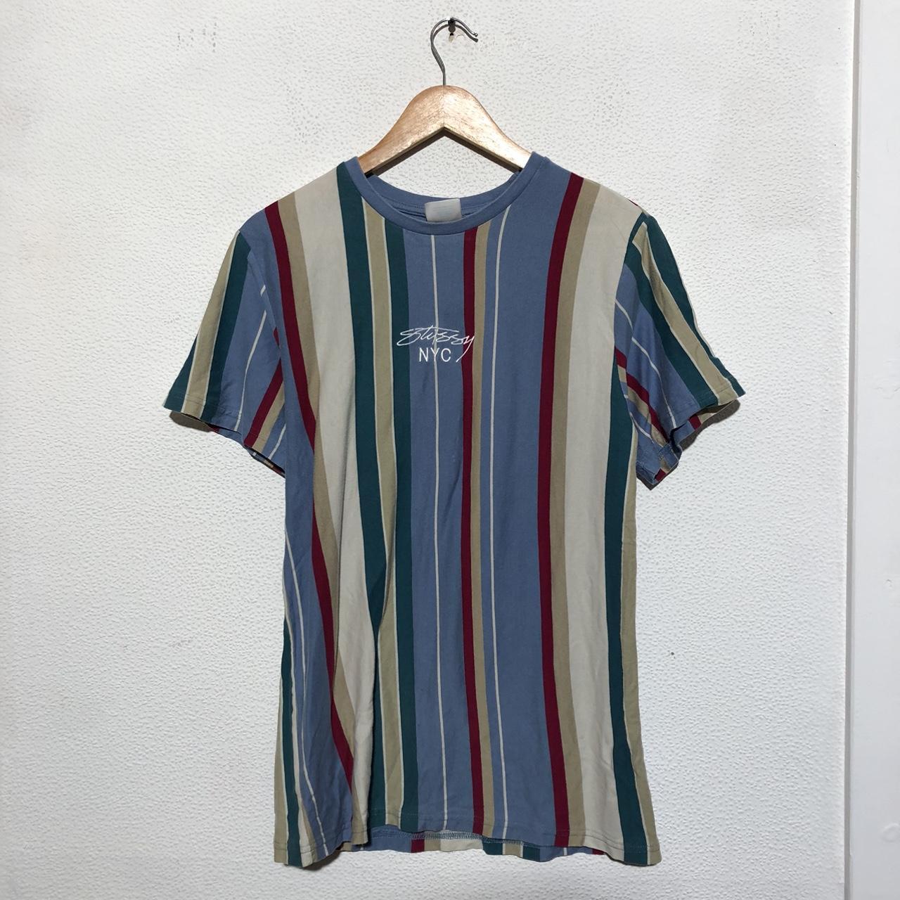 Multicolored Striped Stussy T Shirt - Small