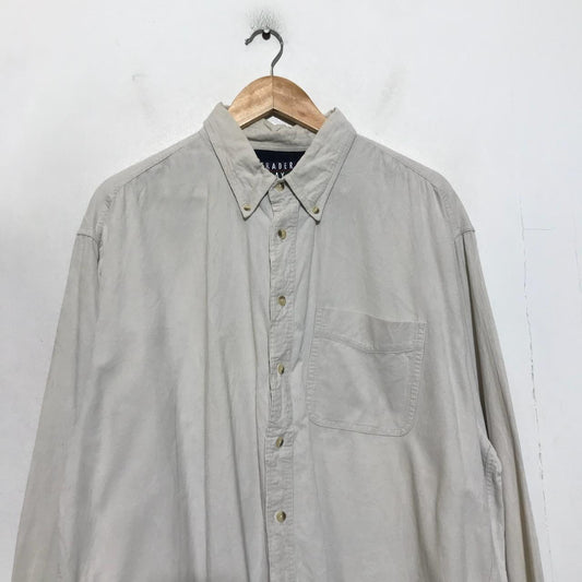 Vintage 00s Quality Thick White Corduroy Shirt Overshirt - XL