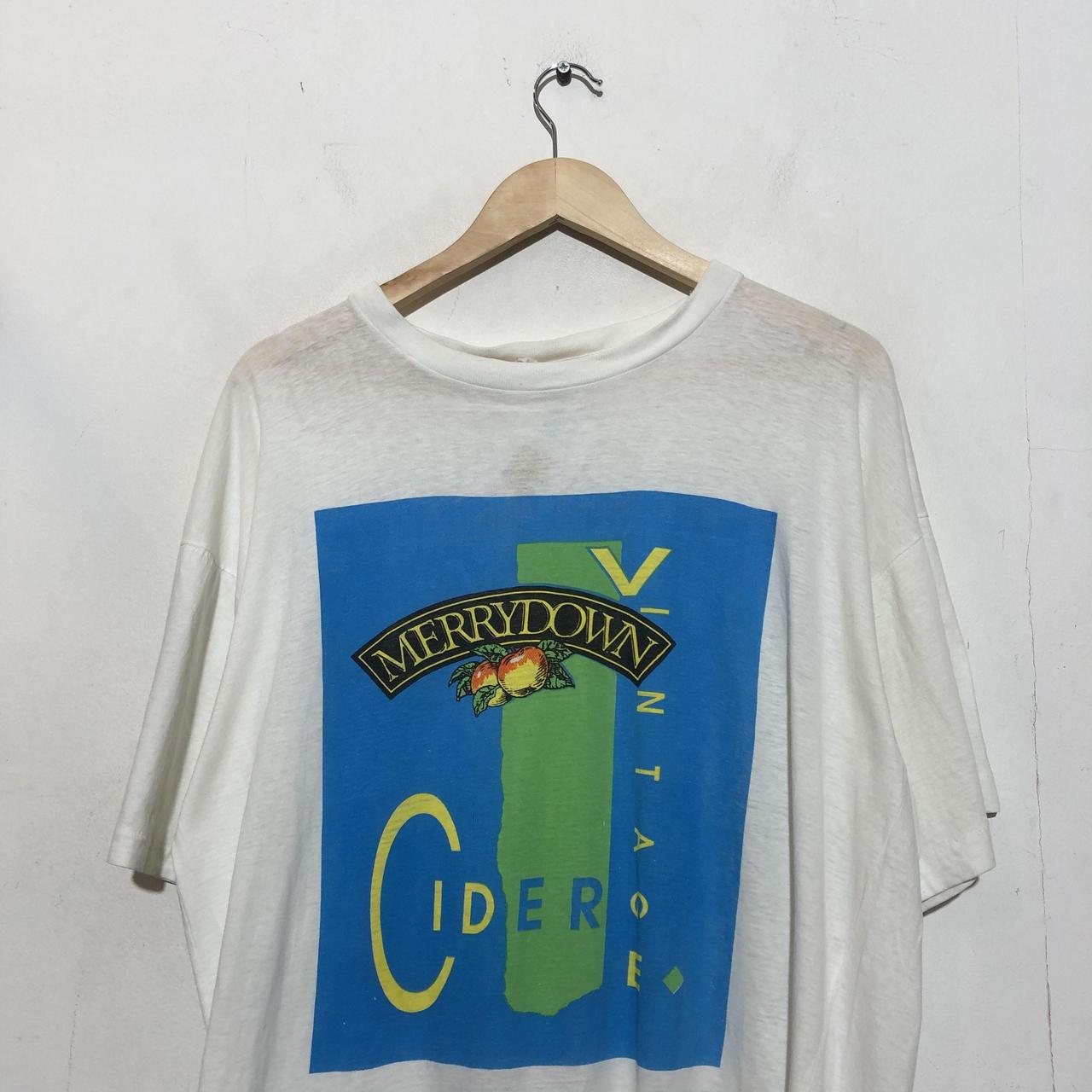 Vintage 90s White Merrydown Cider graphic T shirt Single stitch