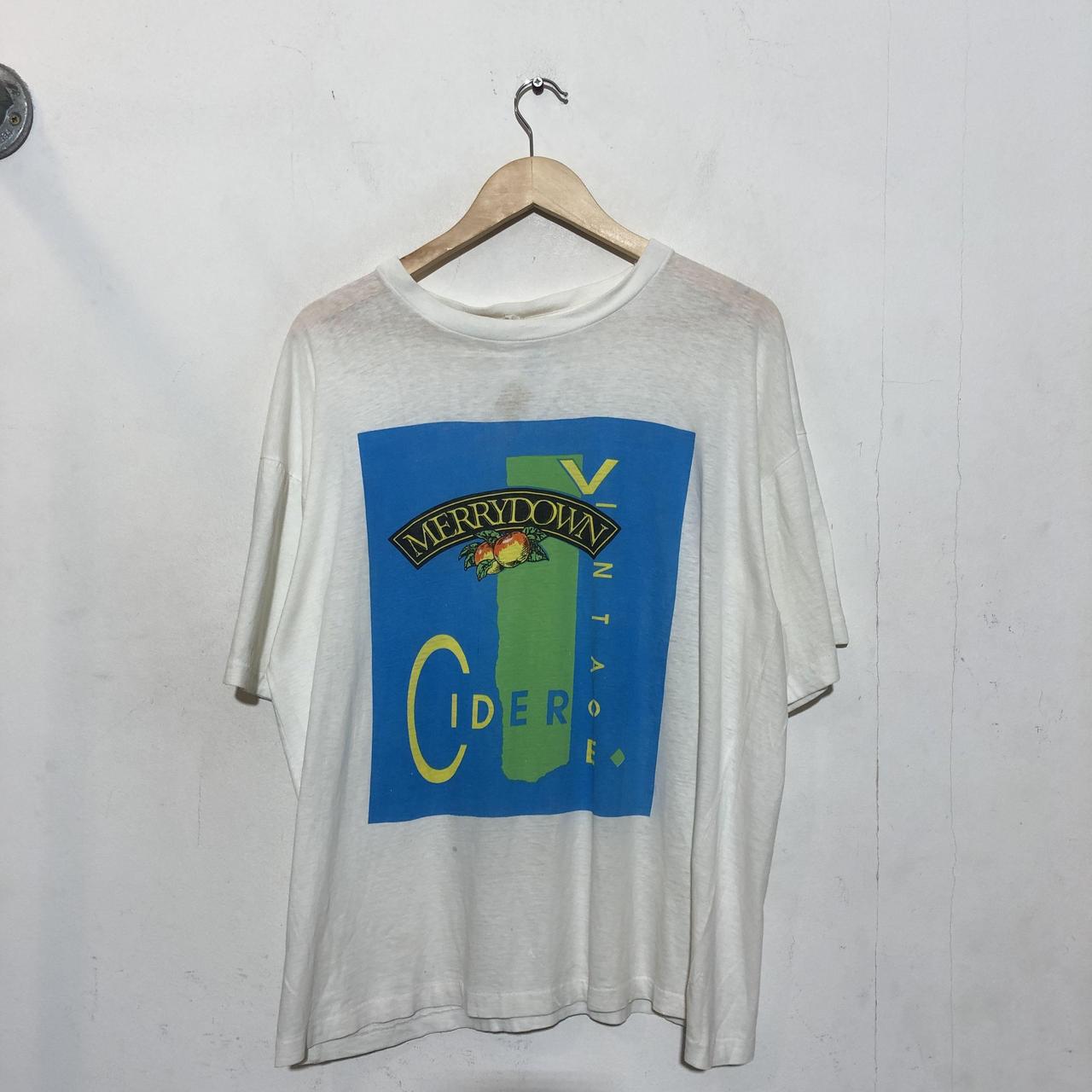 Vintage 90s White Merrydown Cider graphic T shirt Single stitch