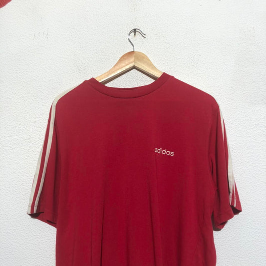 Vintage 90s Red Adidas T Shirt Plain - XL