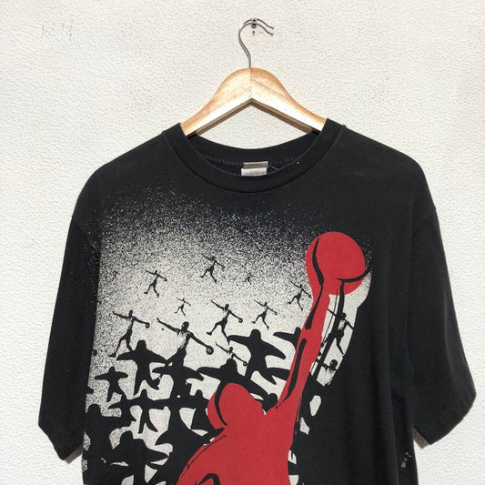 Vintage 80s Black Nike Jordan All Over Print T Shirt - Medium