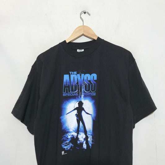 Deadstock Vintage 90s Black The Abyss Movie Promo T Shirt - Large