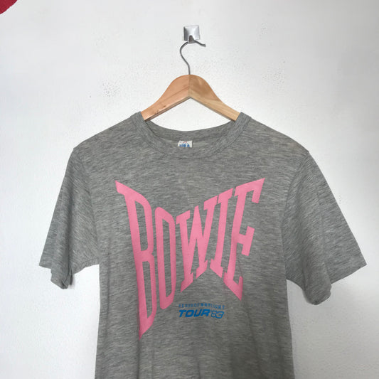 Vintage Grey 1983 David Bowie Tour Graphic T Shirt - XL