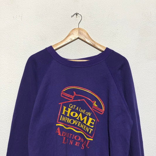 Vintage 90s Purple Home Improvement Company Graphic Sweatshirt - Large