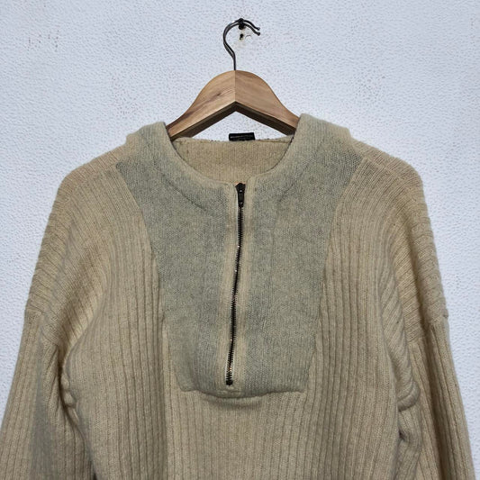 Vintage 90s Cream CP Company 1/4 Zip Wool Jumper Mossimo Osti - Small