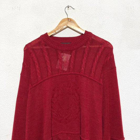 Vintage 80s Red St Michael Knitted Jumper - XL