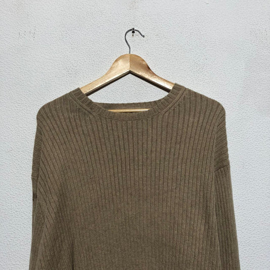 Vintage 00s Beige Tommy Hilfiger Knitted Jumper - XL