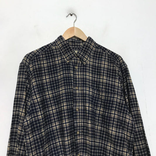 Vintage 00s Quality Thick Blue Chequered Corduroy Shirt Overshirt - medium