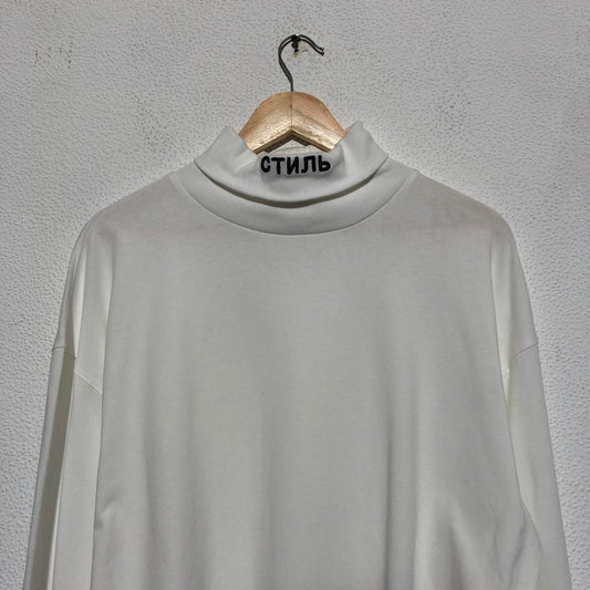 Vintage White Heron Preston Mock Neck T Shirt - Large