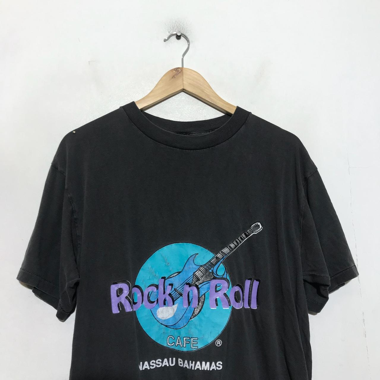 Vintage 90s Black Rock n Roll Cafe Bahamas Graphic Print - Large