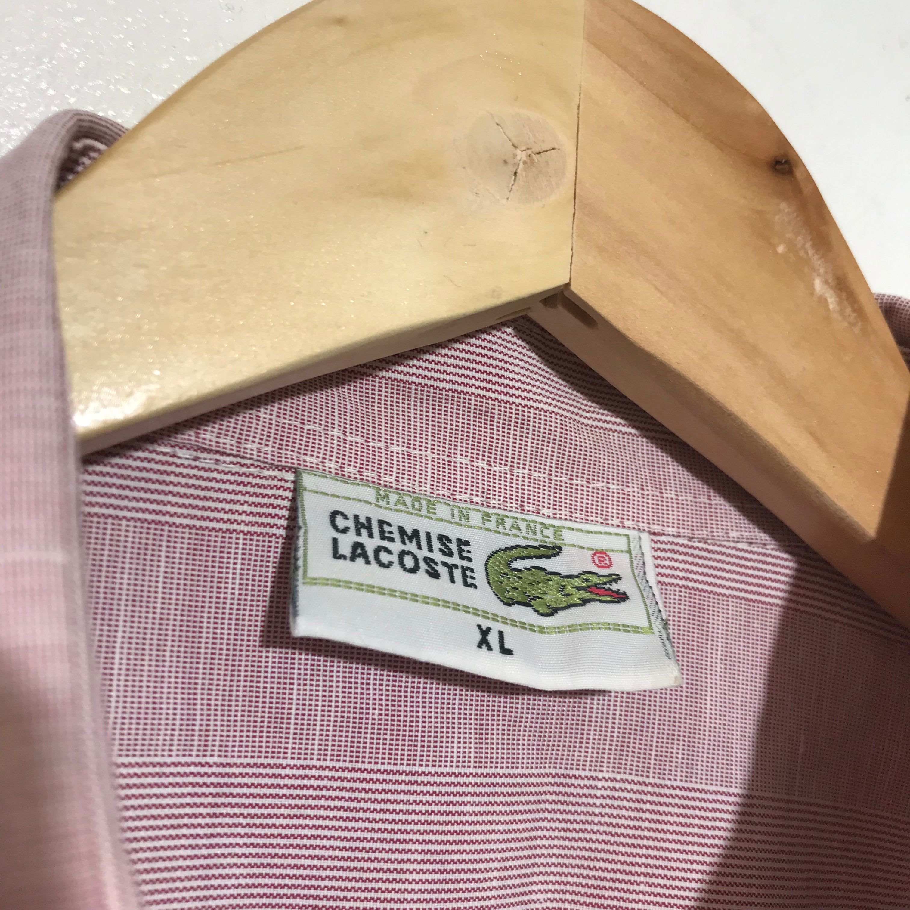 Vintage Red Checked Chemise Lacoste S/S Shirt -XL