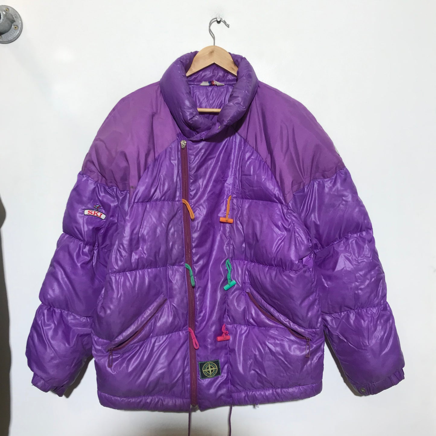 Vintage 80s Purple Moncler Grenoble Ski Puffer Jacket - Large